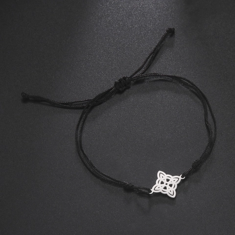 Minimalistisches 304 Edelstahl Hexenknoten Armband Handgewebte Nylon Kordel Verstellbarer Keltischer Knoten Schmuck Unisex