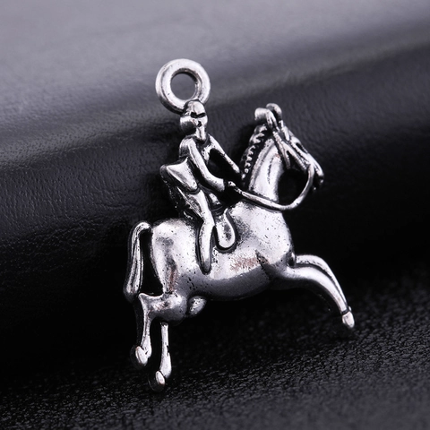 Pendentifs Cheval en Argent Antique Vintage Breloques de Chevalier en Alliage pour Fabrication de Bijoux DIY Collier Porte-clés