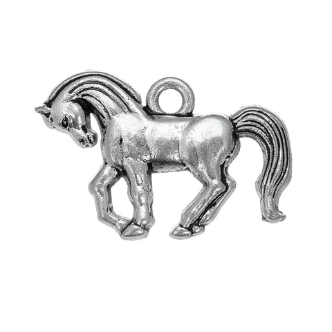 Pendentifs Cheval en Argent Antique Vintage Breloques de Chevalier en Alliage pour Fabrication de Bijoux DIY Collier Porte-clés