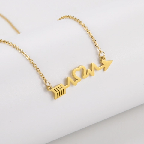 Stainless Steel MOM Heartbeat Arrow Pendant Necklace For Women Gold Silver Plated EKG Heart Charm Jewelry Mother's Day Gift