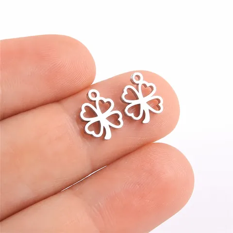 Colgante de Trébol de Cuatro Hojas en Acero Inoxidable 304 Forma Corazón Hueco para Collar Pulsera DIY Accesorios Joyería