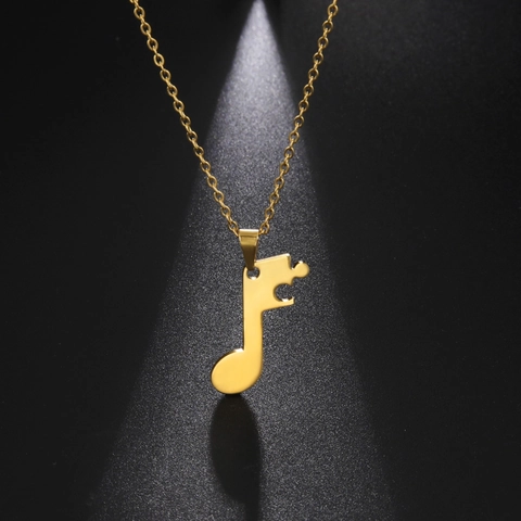 Stainless Steel Music Note Jigsaw Puzzle Pendant Necklace For Couples Fashion Matching Musical Note Jewelry Set For Lovers Gift