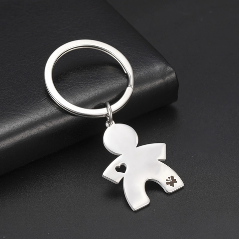 Portachiavi in Acciaio Inossidabile con Figura di Farfalla a Cuore Cavo Portachiavi in Argento Lucido Regalo di Moda