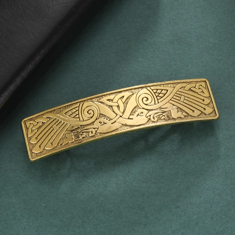 Vintage Metall Haarklammer Keltischer Knoten Vogelmuster Antik Gold Silber Rechteckige Feder Haarspange Für Damen Accessoires