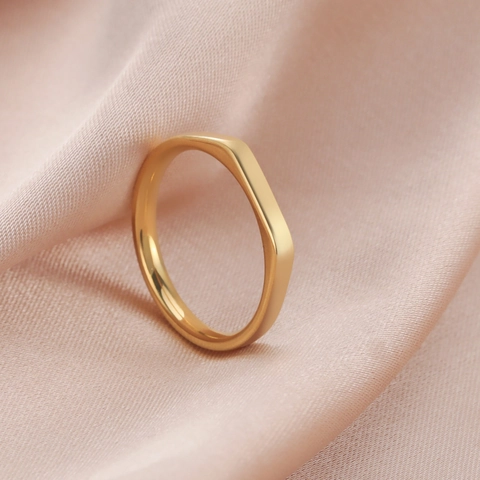 Minimalist Stainless Steel Ring Geometric Flat Top Circle Ring For Women Men Fashion Commuter Jewelry Gold Silver Black Band Ring