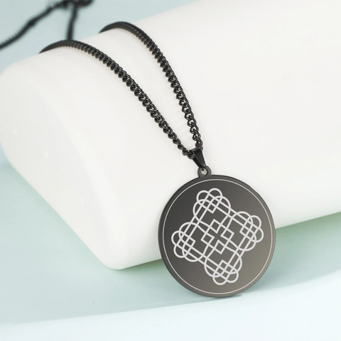 Collana Con Pendente Rotondo In Acciaio Inossidabile Con Nodo Celtico Geometrico Cuore Amuleto Gioielli Per Uomo Donna Oro Nero Argento