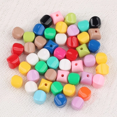 Acrylic Painted Square Loose Beads Small Waist Spacer Beads Colorful DIY Jewelry Making Accessories For Phone Chain Keychain Bag Chain