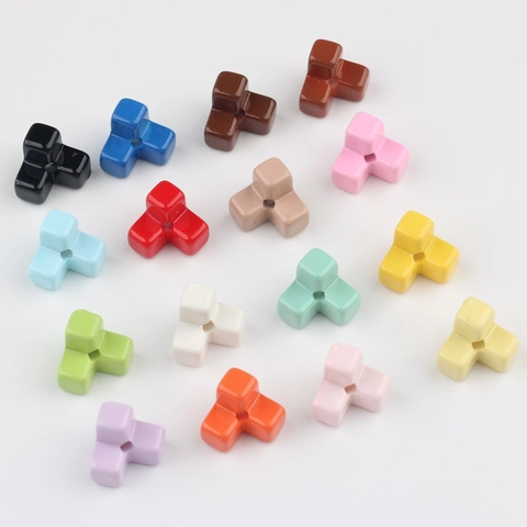 Acrylic Colorful Triangle Tetris Loose Beads Baking Varnish Geometric Beads For DIY Bracelet Phone Chain Craft Jewelry Making