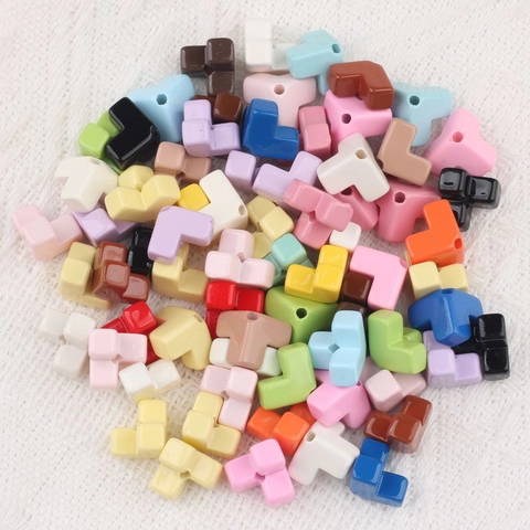 Acrylic Colorful Triangle Tetris Loose Beads Baking Varnish Geometric Beads For DIY Bracelet Phone Chain Craft Jewelry Making
