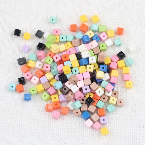 5mm Cube Acrylic Painted Loose Beads For DIY Phone Chain Keychain Jewelry Making Accessory Colorful Square Spacer Beads