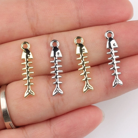Zinc Alloy Fishbone Pendant Charm For DIY Necklace Bracelet Earring Jewelry Making Minimalist Bionic Fish Bone Supplies