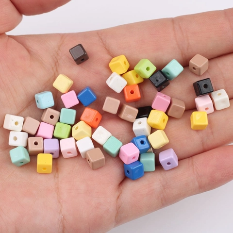 5mm Cube Acrylic Painted Loose Beads For DIY Phone Chain Keychain Jewelry Making Accessory Colorful Square Spacer Beads