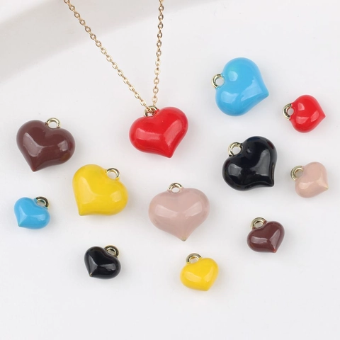 Minimalist Alloy Enamel Heart Charms For DIY Necklace Bracelet Earring Making Colorful Heart Shape Jewelry Pendants