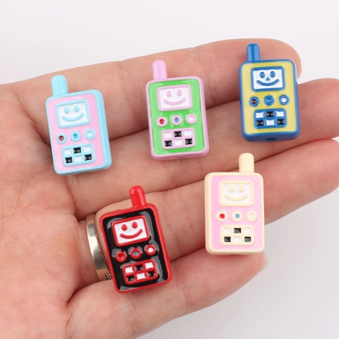 Cartoon Walkie-Talkie Acrylic Beads Resin Smile Face DIY Jewelry Making Accessories For Phone Chain Hand Bracelet Design