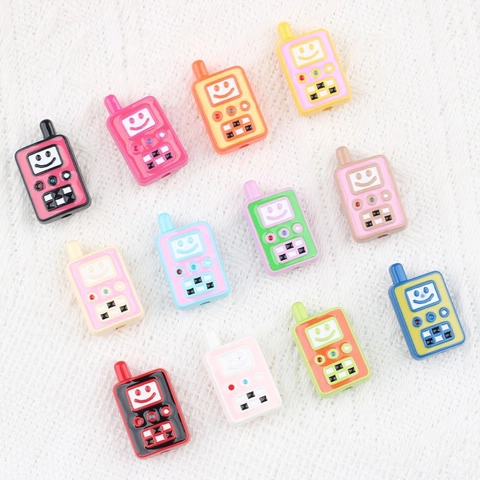 Cartoon Walkie-Talkie Acrylic Beads Resin Smile Face DIY Jewelry Making Accessories For Phone Chain Hand Bracelet Design