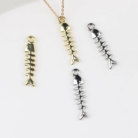 Zinc Alloy Fishbone Pendant Charm For DIY Necklace Bracelet Earring Jewelry Making Minimalist Bionic Fish Bone Supplies