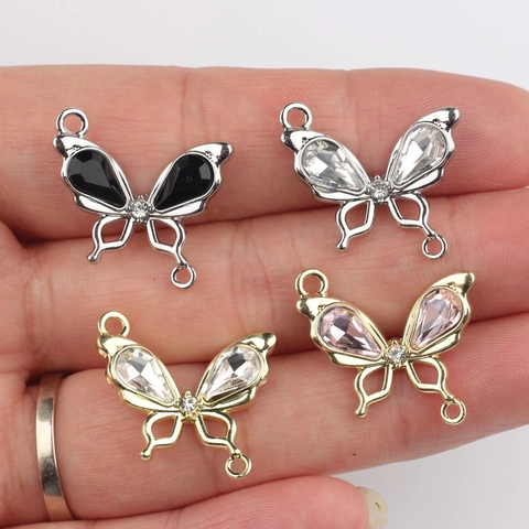 Butterfly DIY Jewelry Pendants Connectors Zinc Alloy Zirconia Rhinestone Bow Knot Charms For Necklace Bracelet Earrings Making