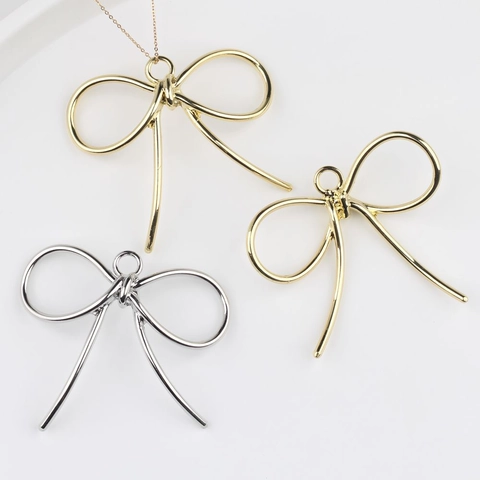 Colgantes de Lazo de Aleación de Zinc Amuletos de Lazo Minimalistas para Hacer Joyas DIY Collar Pulsera Pendiente Oro Plata