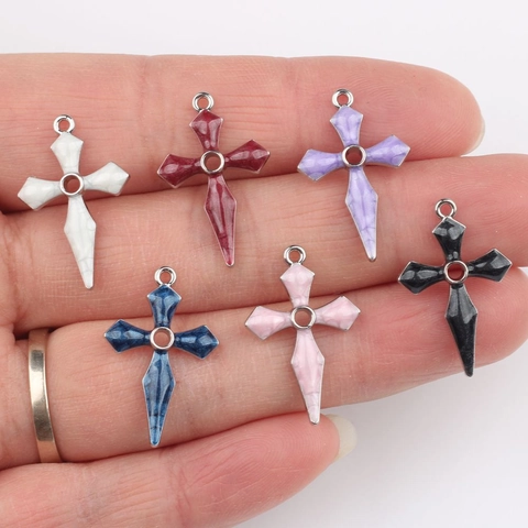 Vintage Zinklegierung Emaille Kreuz Anhänger Für DIY Schmuckherstellung Halsketten Armbänder Ohrringe Religiöse Gotische Charms