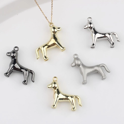 Minimalist Alloy 3D Dog Shape Charms For DIY Necklace Bracelet Making Electroplated Metal Animal Pendant Jewelry Accessories
