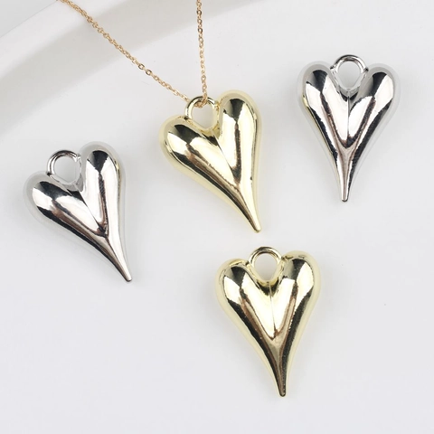 Dijes de Corazón 3D de Aleación Galvanizado Oro Plata Solo para Hacer Joyas DIY Collares Pulseras Accesorios Regalo