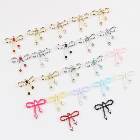 Colgante de Lazo de Aleación Simple Con Circonia Accesorio para Creación de Joyas DIY Collar Pulsera Pendiente Dulce Moda