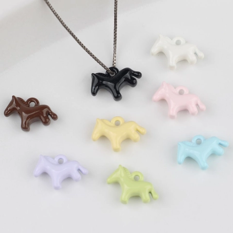 Ciondoli Pony in Lega Smalto Cavallo Pendenti Colore Macaron Accessori per Creazione Gioielli DIY per Collana Bracciale Orecchino