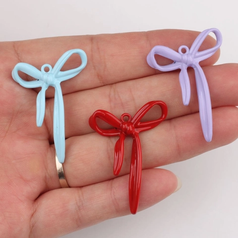 Colgante de Lazo de Aleación Simple para Creación de Joyas DIY Colgante de Metal Lacado Colorido para Pendientes Collares