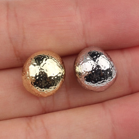 Boucles d'Oreilles Clous Boule Martelée Minimaliste Avec Tige en Argent Sterling 925 Alliage de Zinc Or Argent Bijoux Rétro