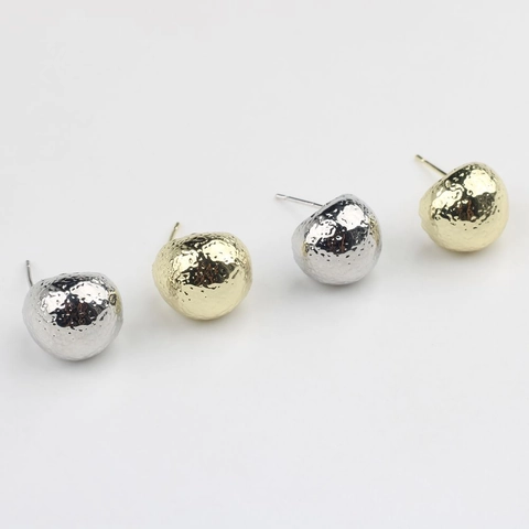 Boucles d'Oreilles Clous Boule Martelée Minimaliste Avec Tige en Argent Sterling 925 Alliage de Zinc Or Argent Bijoux Rétro