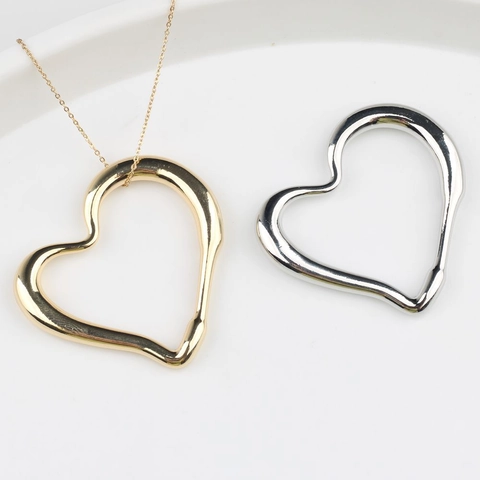 Alloy Irregular Open Heart Pendant For DIY Jewelry Making Necklace Earring Hollow Out Polished Metal Charm For Women