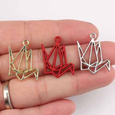 Origami Paper Crane Pendant Charms Zinc Alloy Hollow Geometric Jewelry Findings For DIY Necklace Bracelet Earring Accessories