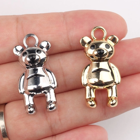 Mini 3D Metal Bear Charms Zinc Alloy Animal Pendants For DIY Necklace Bracelet Earring Jewelry Making Accessories