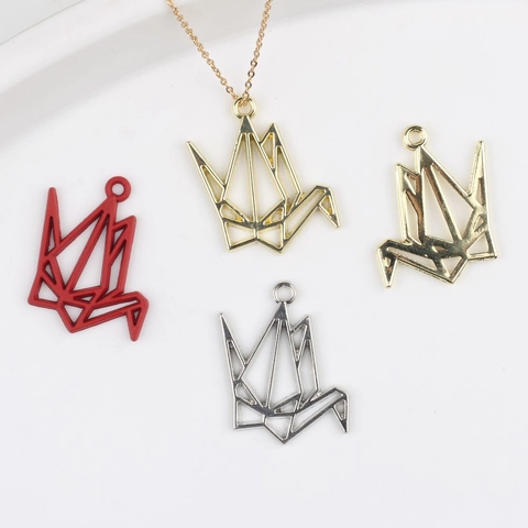 Origami Paper Crane Pendant Charms Zinc Alloy Hollow Geometric Jewelry Findings For DIY Necklace Bracelet Earring Accessories