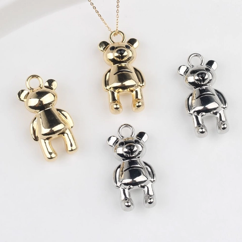 Mini 3D Metal Bear Charms Zinc Alloy Animal Pendants For DIY Necklace Bracelet Earring Jewelry Making Accessories