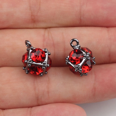 Alloy Rhinestone Cube Pendant Rubik's Cube Geometric Charm For DIY Jewelry Making Necklace Bracelet Earring Accessory