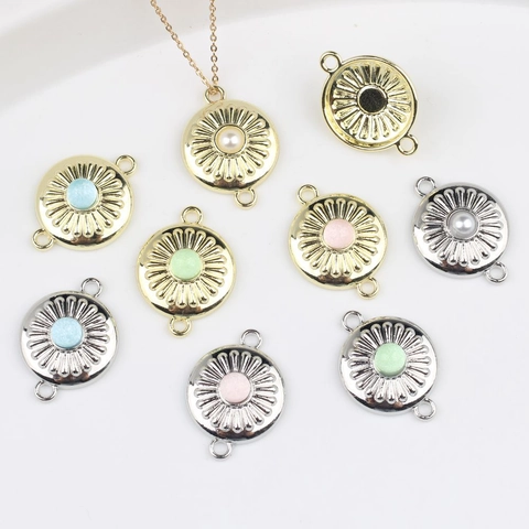 Connettore per Gioielli Circolare in Lega a Forma di Girasole Con Perla Artificiale Resina per la Creazione di Collane e Bracciali Fai-da-te Donna Uomo