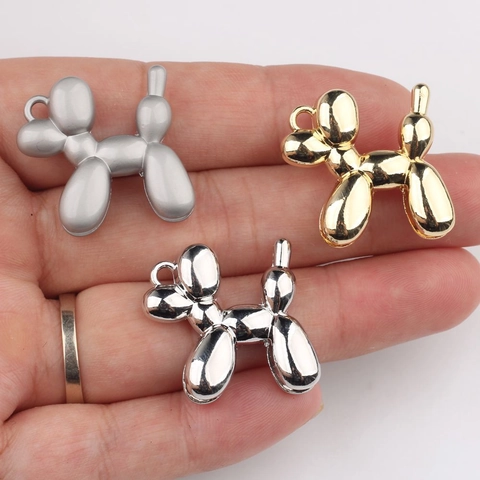 Minimalist Alloy 3D Balloon Dog Pendants For DIY Jewelry Making Necklace Bracelet Mirror Gold Silver Accessories