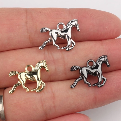 Ciondoli a Forma di Cavallino in Lega Charms Animali per Collane Bracciali Orecchini Fai da Te Accessori Gioielli Oro Argento Nero