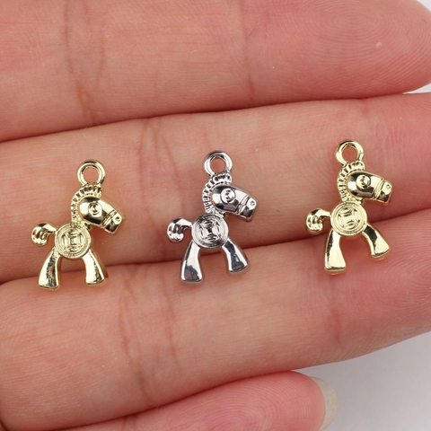 Pendentif en Alliage Forme de Cheval Avec Motif de Pièce en Cuivre Pour Création de Bijoux DIY Or Argent Accessoires