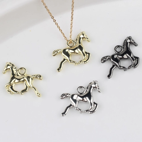 Ciondoli a Forma di Cavallino in Lega Charms Animali per Collane Bracciali Orecchini Fai da Te Accessori Gioielli Oro Argento Nero