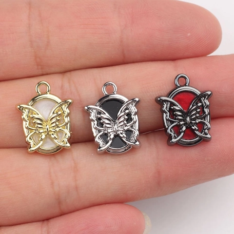 Alloy Resin Inlaid Butterfly Photo Frame Pendant Charm For Jewelry Making DIY Necklace Bracelet Earrings Accessories