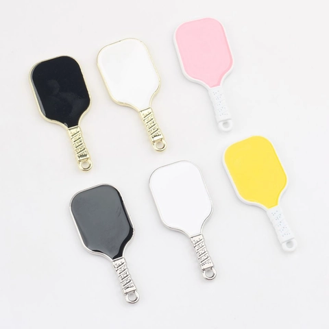 Alloy Pickleball Paddle Pendant Miniature Sports Racket Drip Oil Enamel Charms For DIY Jewelry Necklace Bracelet Keychain Making Accessories
