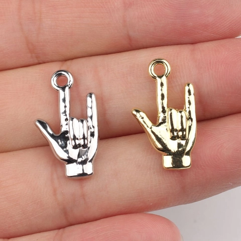 Zinc Alloy Victory Hand Gesture Pendant For DIY Necklace Bracelet Earring Making Minimalist Gold Silver Charms Accessory
