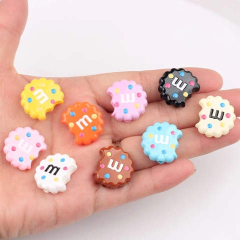 Colorful Acrylic Cookie Biscuit Loose Beads M Letter Straight Hole Beads For DIY Jewelry Making Phone Case Decor Supplies