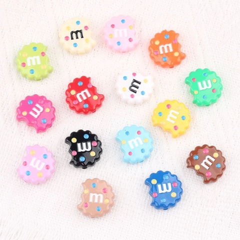 Colorful Acrylic Cookie Biscuit Loose Beads M Letter Straight Hole Beads For DIY Jewelry Making Phone Case Decor Supplies