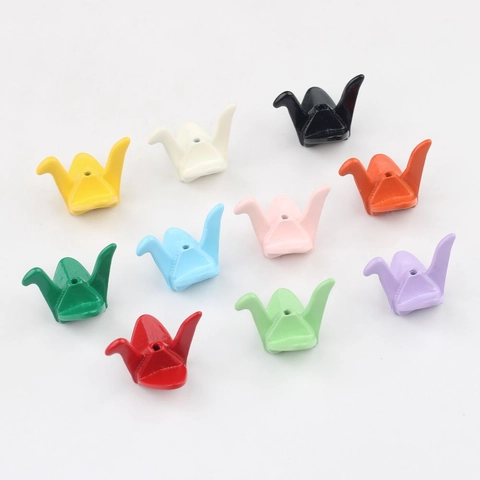 Alloy Paper Crane Beads 3D Painted Bird Spacer Beads DIY Jewelry Making Accessory For Bracelet Necklace Earring Jewelry Gift