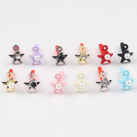 DIY Alloy Star Earring Findings With Stainless Steel Earring Post Zirconia Artificial Pearl Inlaid Star Stud Making Accessories