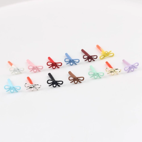 Minimalist Alloy Enamel Bow Earrings Stud DIY Jewelry Findings With Stainless Steel Earring Post Colorful Sweet Bowknot