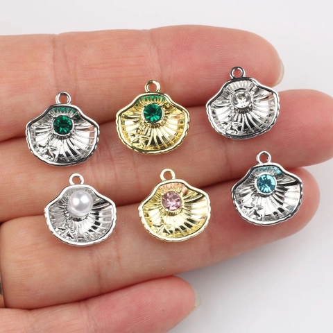 Pendentifs Coquillage en Alliage Incrustés de Strass et Künstliche Perles d'Imitation pour Création de Bijoux DIY Colliers et Bracelets